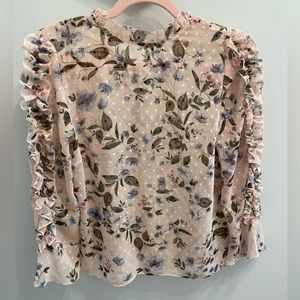 Flowery Textured Sheer Shirt